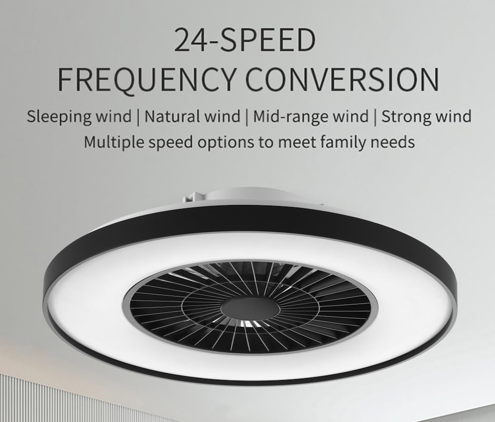 HSL LED Ceiling Light with Fan, Diameter 50 cm, Ceiling Fan with Lamp, Star Effect, Continuous Ventilation Speeds, Effortless Light Dimming, with Remote Control, 3000-5500 K, 4300 Lm, Air Conditioner