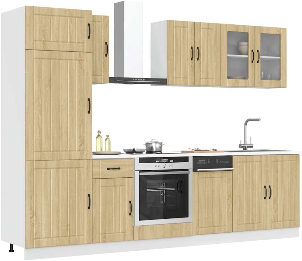 Lucca 7-Piece Kitchen Cabinet Set without Electrical Appliances High Gloss White Wood Material