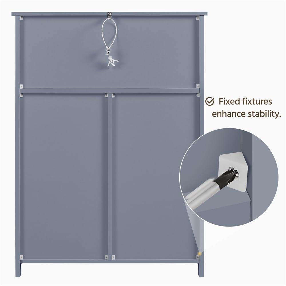 Yaheetech Unterschrank Badezimmerschrank Badkommode Badschrank mit 1 Schublade & 2 Türen & 3 Regalen Baderegal Bodenschrank mit verstellbare Einlegeböden, viel Stauraum, Dunkelgrau