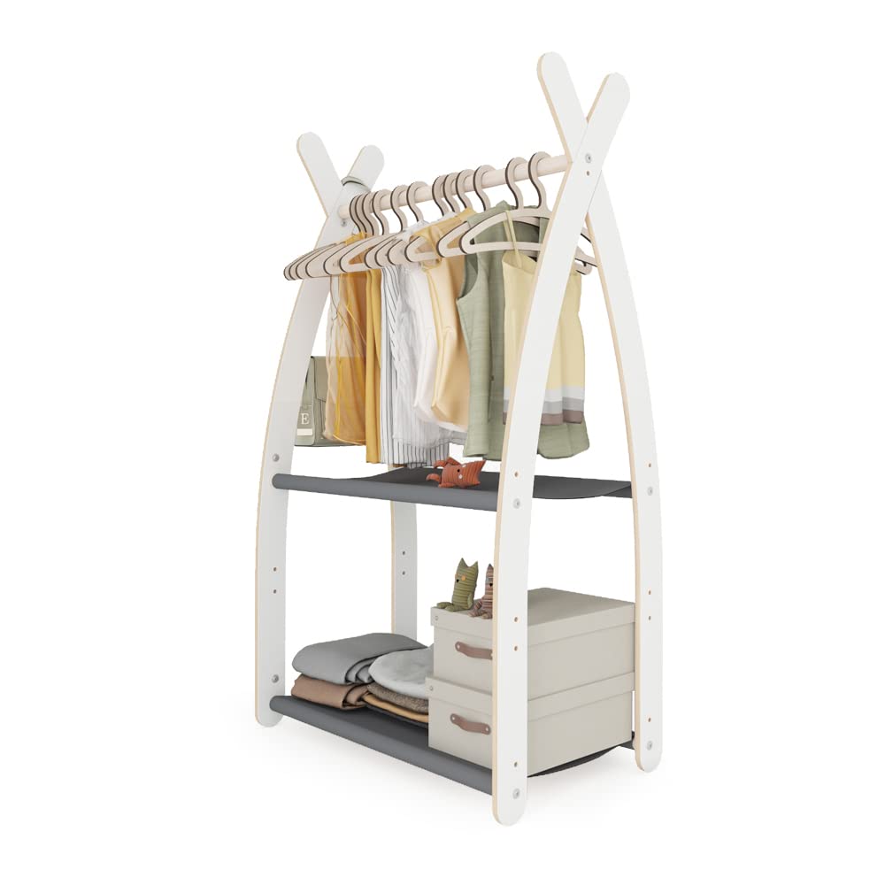 MAMOI® Children's Coat Stand 95 x 106 x 32 cm / 53 x 95 x 32 cm | Children's Wardrobe | Clothes Rail for Children | Wooden Rail | Wardrobe Wood for Children's Room | 100% Eco | Made in EU