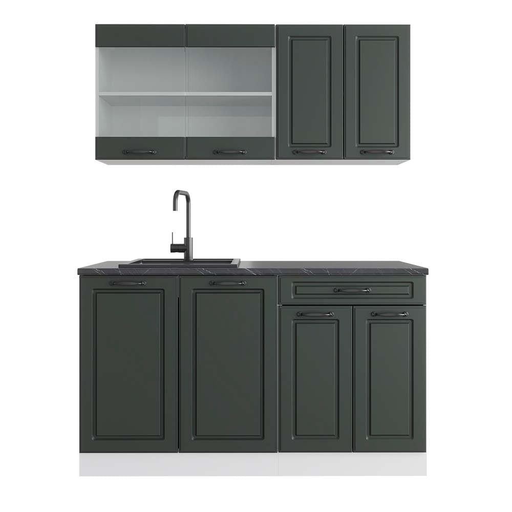 Vicco Single Kitchen R-Line, Blue/Grey/White, 140 cm, AP Anthracite