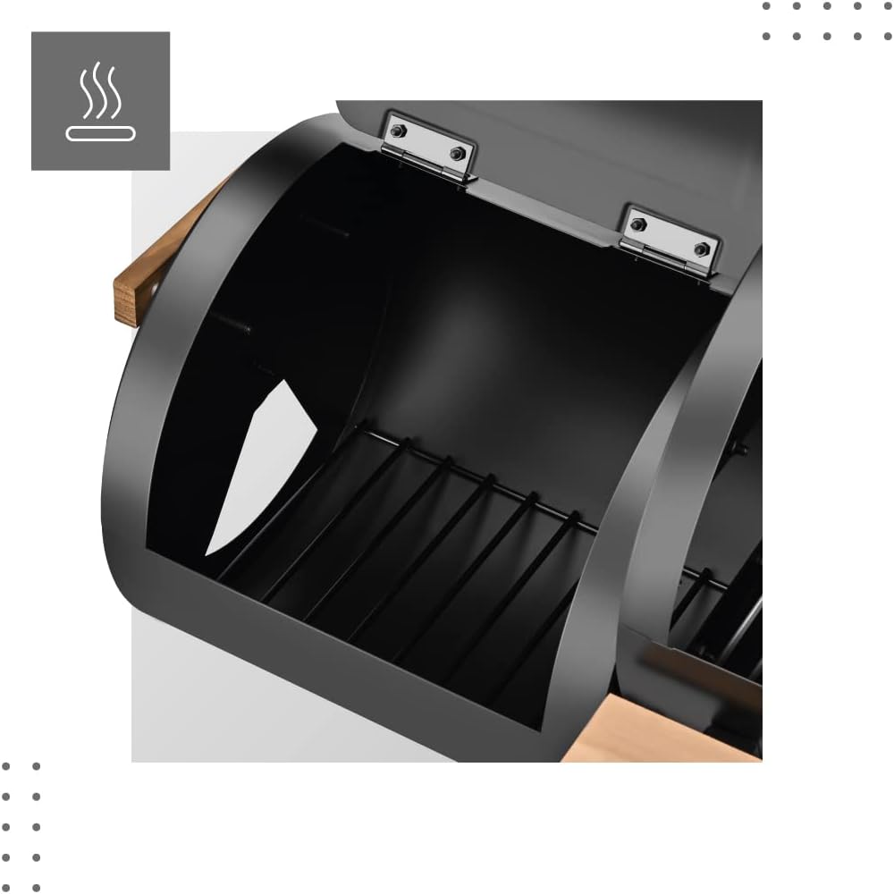 MARK ADLER Roast 7.0 | BBQ Barbecue Grill Smoker Grill Trolley Charcoal Grill Smoker Oven Garden Grill Fireplace Multifunction Large Grate Transport Wheels Temperature Display Sheet Steel | Black