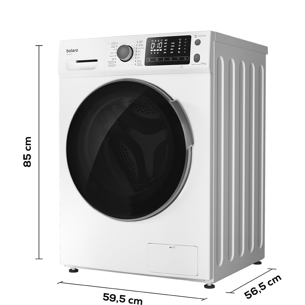 Cecotec Waschmaschine 8Kg Frontlader Bolero DressCode 8610 Inverter Steel A. 1400 U/min, Steam Max, Inverter Plus Motor, 15 Progr, OnSmart, Smooth Wash, Stop&Go, Antibakterielle Dichtung, Drum Clean