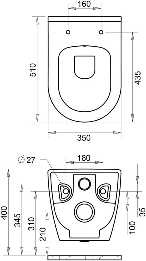 Aloni Wall-Mounted Toilet Toilet Soft Close Lid Frame Element Actuator Plate