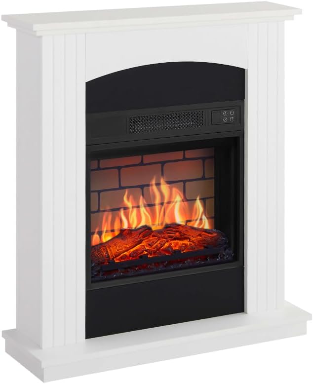 Collins AF18B Electric Fireplace 76 x 84 x 24 cm White 1.8 kW LED Flame Effect Thermostat 17-27°C