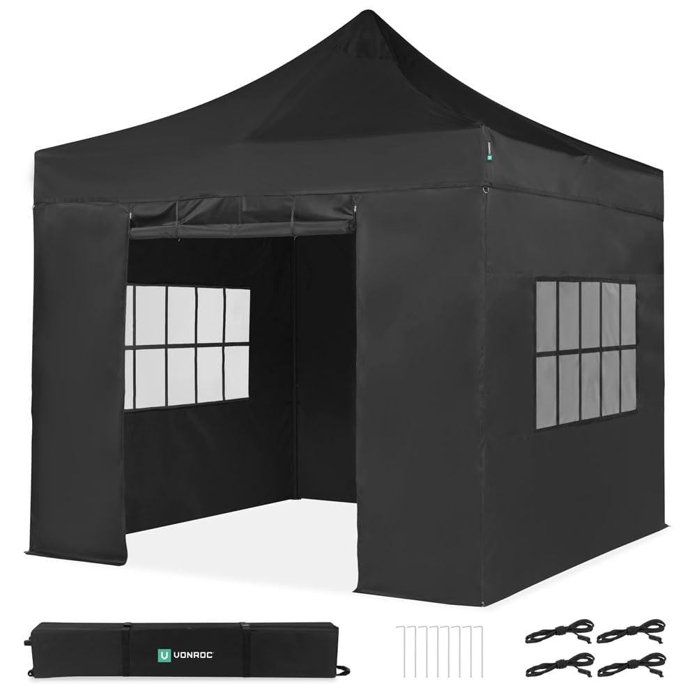 VONROC Gazebo 3 x 3 m Waterproof Stable – Party Tent EasyUp System [3Min Assembly] Pop-up Folding Gazebo Modular Expandable as Festival Tent, Garden Gazebo