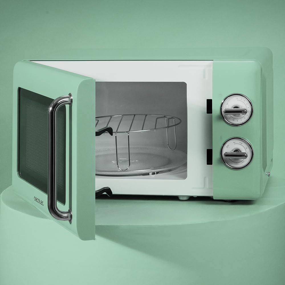 Cecotec Proclean 5110 20L Retro Beige 700W 5 Level Digital Microwave with Grill - 60 Minutes Timer - 8 Programmes and Defrost Mode - Vintage Beige