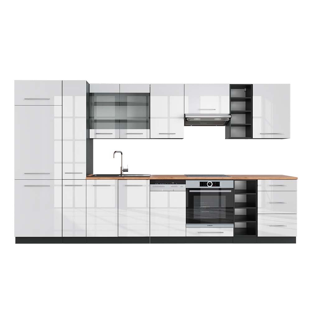 Vicco Kitchen Unit Fame-Line Goldkraft Oak / Anthracite 355 cm without Worktop
