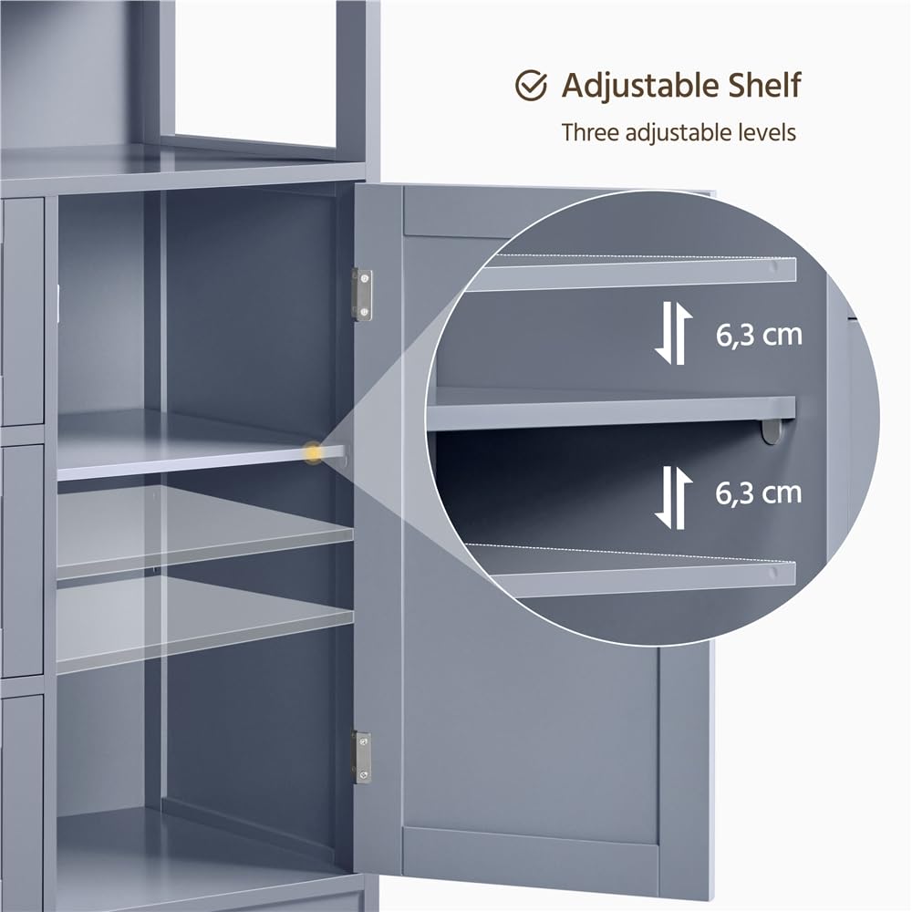 Yaheetech Unterschrank Badezimmerschrank Badkommode Badschrank mit 1 Schublade & 2 Türen & 3 Regalen Baderegal Bodenschrank mit verstellbare Einlegeböden, viel Stauraum, Dunkelgrau