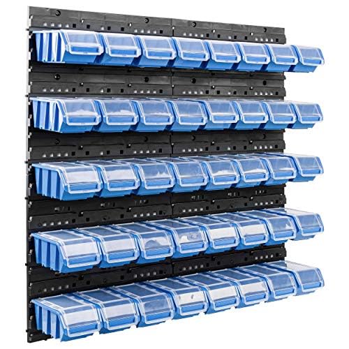 Wall Shelf with 40 Boxes with Lids, 80 x 80 cm, Stacking Boxes, Storage Bins, Storage System
