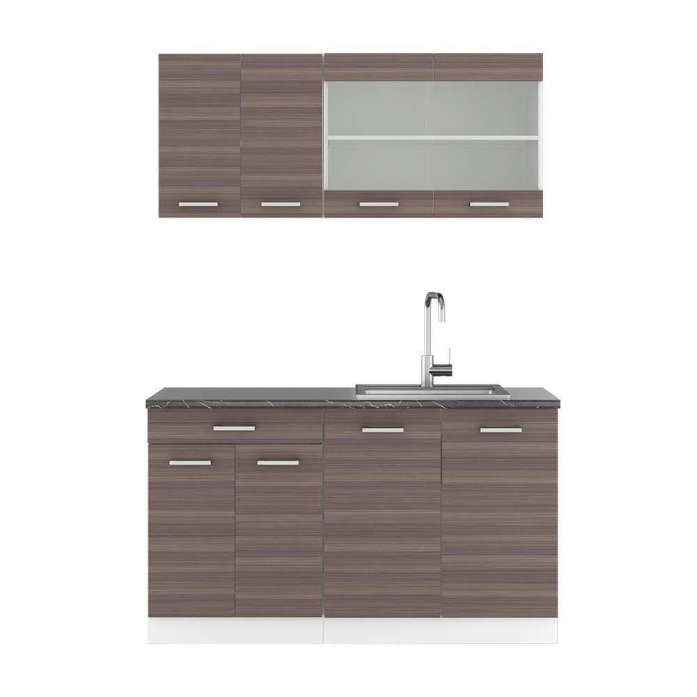 Vicco Single Kitchen R-Line, Blue/Grey/White, 140 cm, AP Anthracite