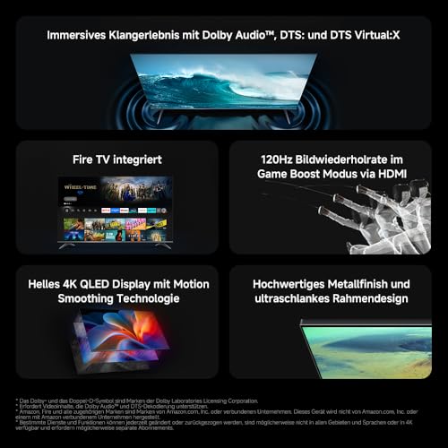 Xiaomi F Pro 32" QLED Smart TV, Fire TV, Triple Tuner DVB-C/S/S2/T/T2, Dolby Audio, DTS Virtual:X, DTS-HD, Voice Control with Alexa, Compatible with Apple AirPlay