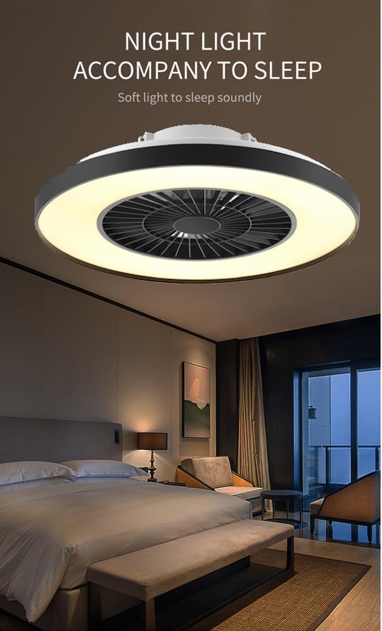 HSL LED Ceiling Light with Fan, Diameter 50 cm, Ceiling Fan with Lamp, Star Effect, Continuous Ventilation Speeds, Effortless Light Dimming, with Remote Control, 3000-5500 K, 4300 Lm, Air Conditioner