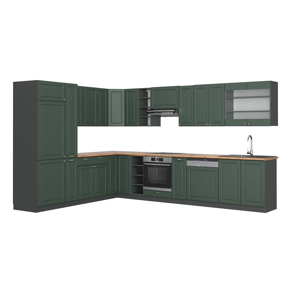 Vicco Fame-Line Corner Kitchen 257 x 347 cm White High Gloss / Anthracite without Worktop