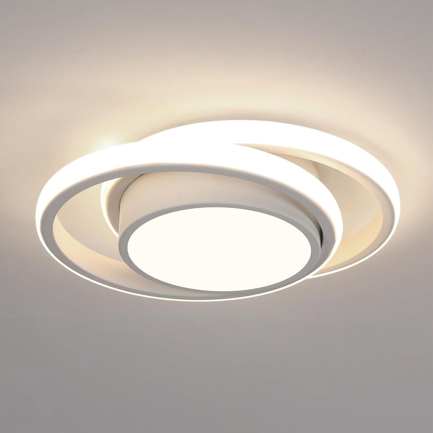 Comely LED Ceiling Lights, Pack of 2, 32 W, Round, 2350 lm, Modern, for Bedrooms, Bathrooms, Kitchens, Corridors, Balconies, 4500 K Neutral Light, Diameter 280 mm