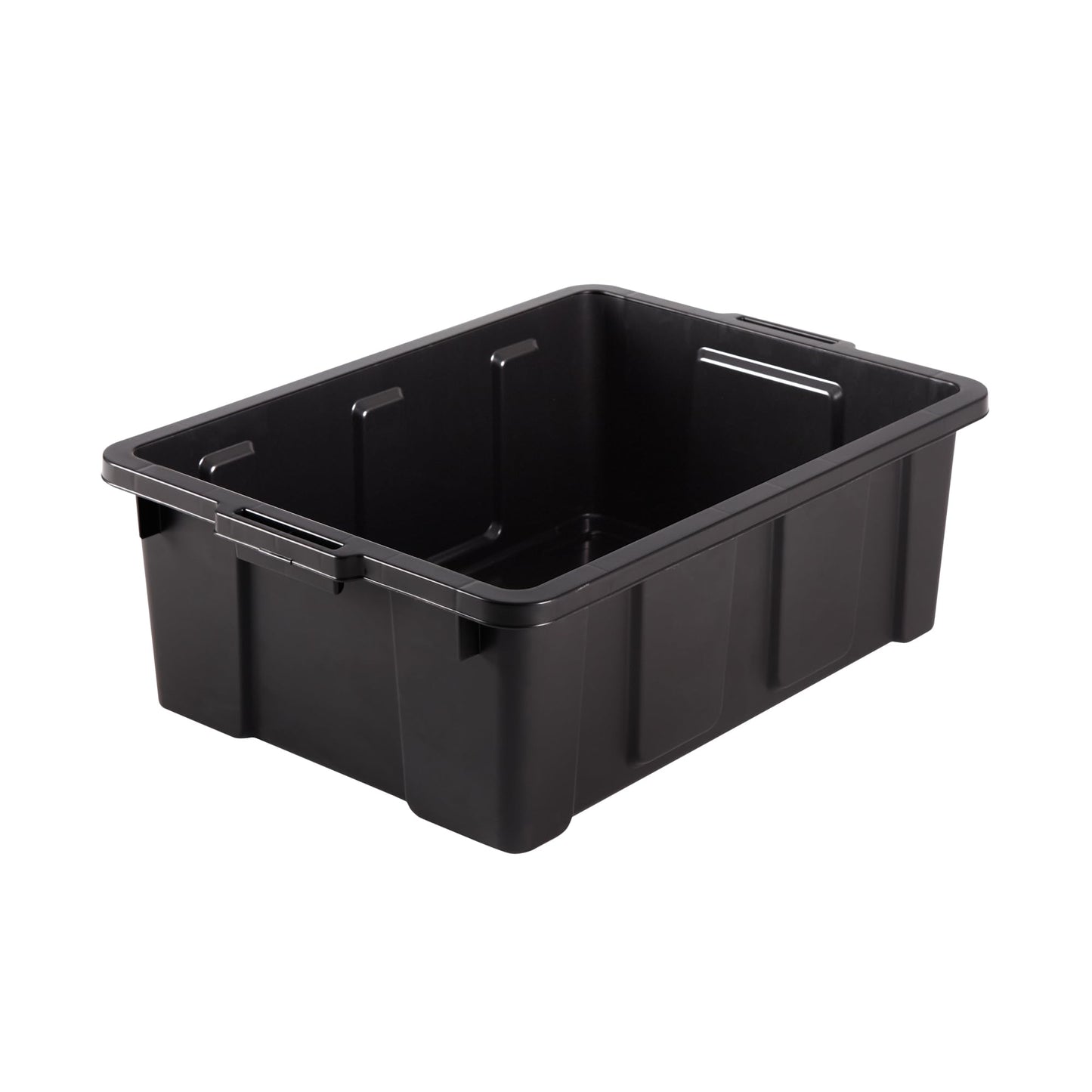 Iris Ohyama, 100L Plastic Storage Box with Heavy Duty Lid, Set of 2, Black, Stackable, Garage Shelves, Moving Moving Plastic Tool Box Storage Box UTB-27