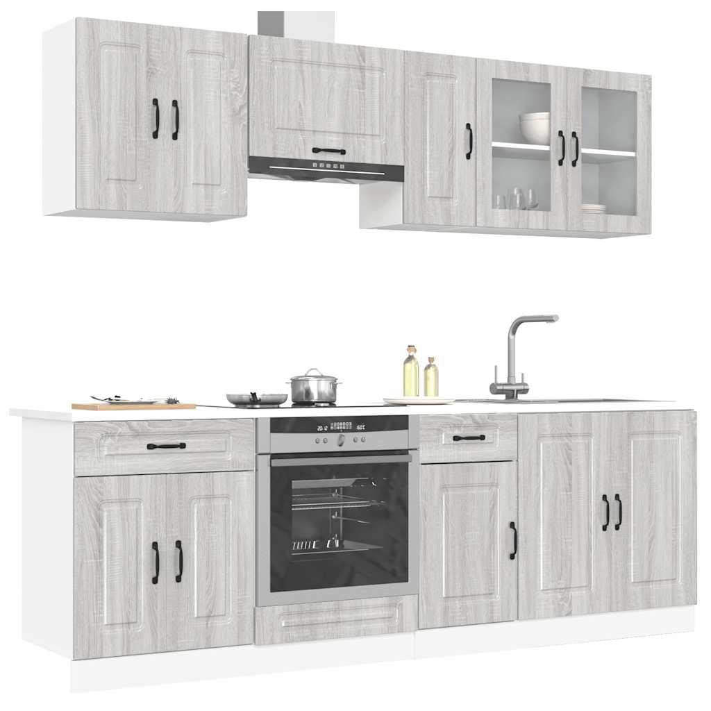 8-Piece Kitchen Cabinet Set, Wood Material, Kitchen Unit, Fitted Kitchen, Cabinet Set, Base Cabinet, Kitchen Cabinet, Wall Cabinet, Black