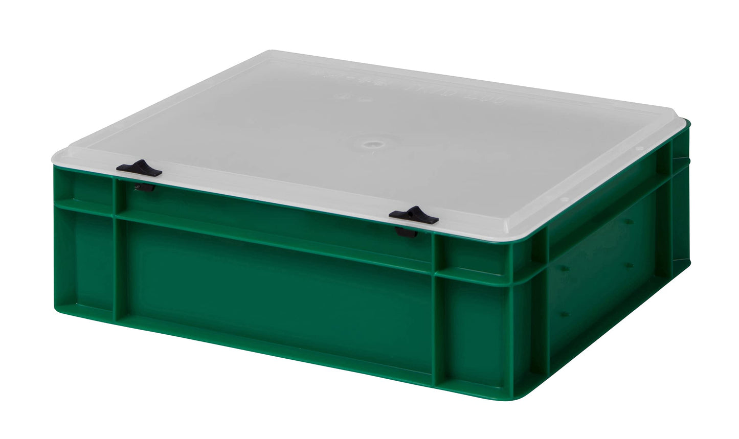 Design Eurobox Stacking Box Storage Container Plastic Box in 5 Colours and 16 Sizes with Transparent Lid (Matte) (Grey, 60 x 40 x 33 cm)