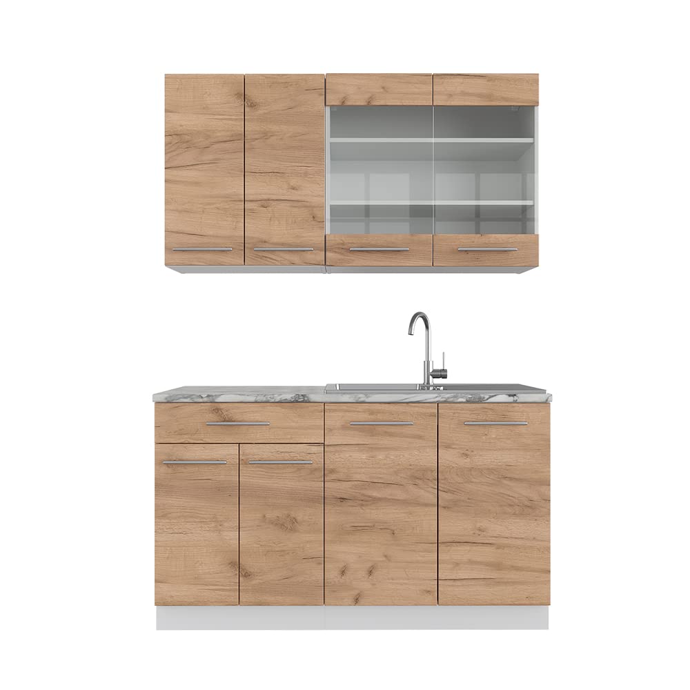 Vicco Fame-Line Single Built-In Kitchen Unit, 140 cm, High-Gloss Fame-Line (Anthracite, High Gloss)