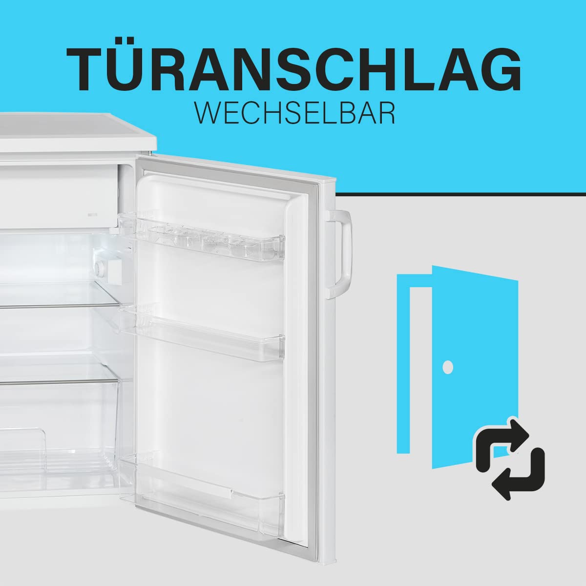 Bomann Kühlschrank mit Gefrierfach | Getränkekühlschrank mit 120L Nutzinhalt und 2 Glasablagen | Türanschlag wechselbar | kleiner Kühlschrank mit stufenloser Temperaturregelung | KS 2194.1 inox