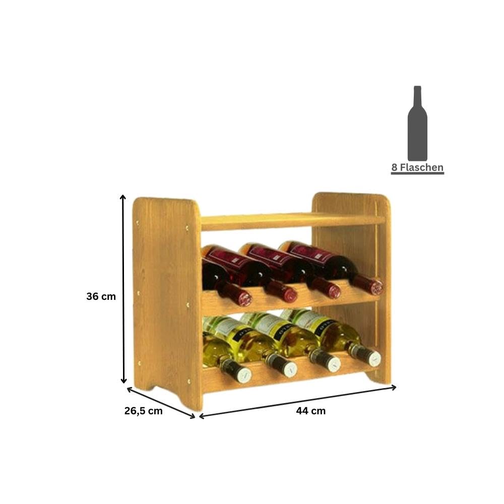 PROREGAL Weinregal PINOTWINE C | HxBxT 87,2x63,2x26,5cm | 42 Flaschen | Massives Kiefernholz | Natur unbehandelt | Weinhalter Weinständer Flaschenständer Flaschenregal Holzregal