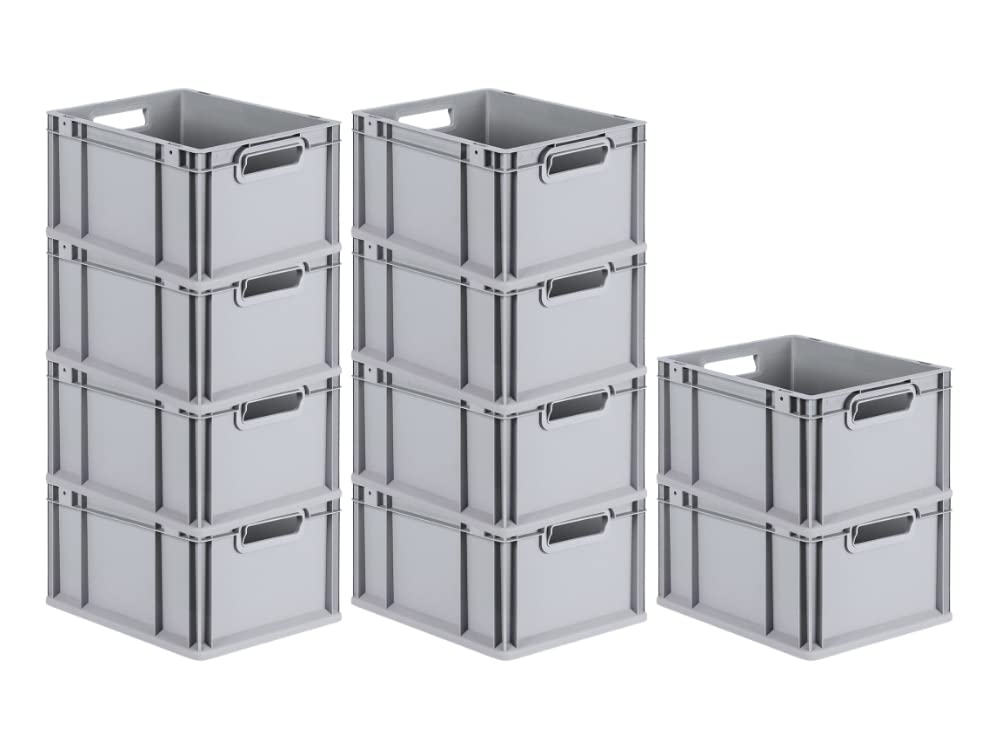 PROREGAL SuperSparSet 5 x Eurobox NextGen Economy | Closed Handles | H x W x D 17 x 30 x 40 cm | 16 Litres | Euro Container, Transport Box, Transport Container, Stacking Container