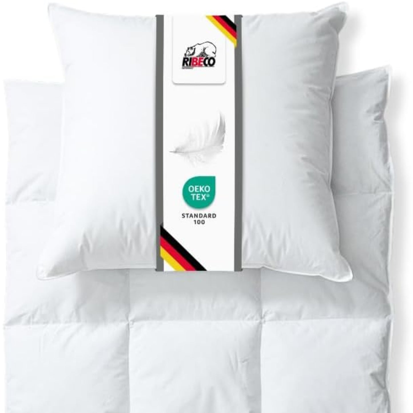 Johanna Down Duvet 135 x 200 cm & Pillow 40 x 80 cm Set of 2 - Down Duvet & Pillow Made of Feathers & Down, Allergy Friendly, Made in Germany, Warmth Class: Light