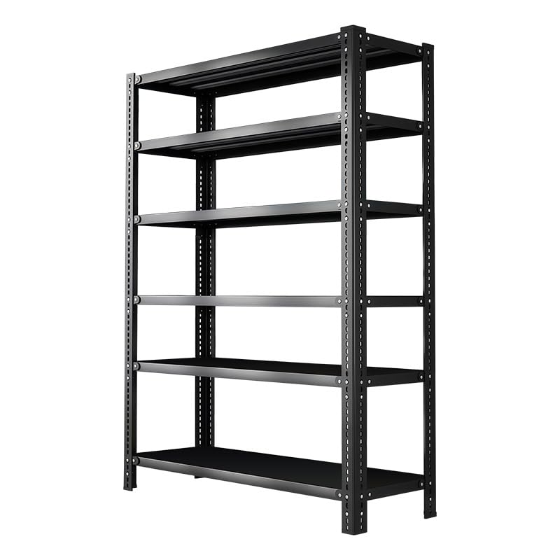 Screw Shelf Storage Rack Black 1080 kg Total Load 80 x 30 x 180 cm 6 Shelves (180 kg Base) Metal Stable