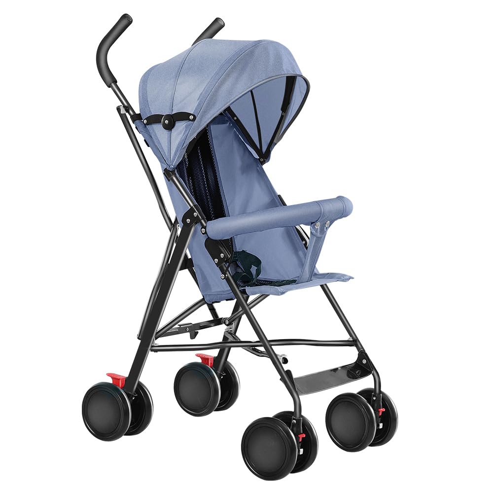 Kindersportwagen,Zusammenklappbarer Kinderwagen,leicht modern klein Buggy mit Liegeposition,Liegefunktion,Ultraleicht (nur 4.5 kg),ideal für Reisen,bis 60 kg (Blau, 45 x 67 x 100cm)