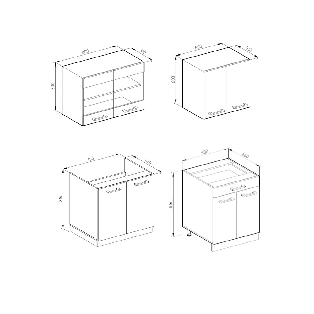 Vicco Single Kitchen R-Line, Goldkraft Oak/Anthracite, 140 cm, AP Anthracite