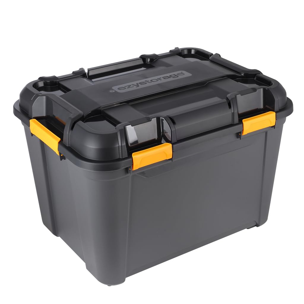 Kreher Storage Box Bunker Tough with Lid and Silicone Seal (IP65/IPX7). Made of Robust Plastic in Various Sizes. Ideal for Wet Rooms, Basements, Garages, Camping etc. (80L)