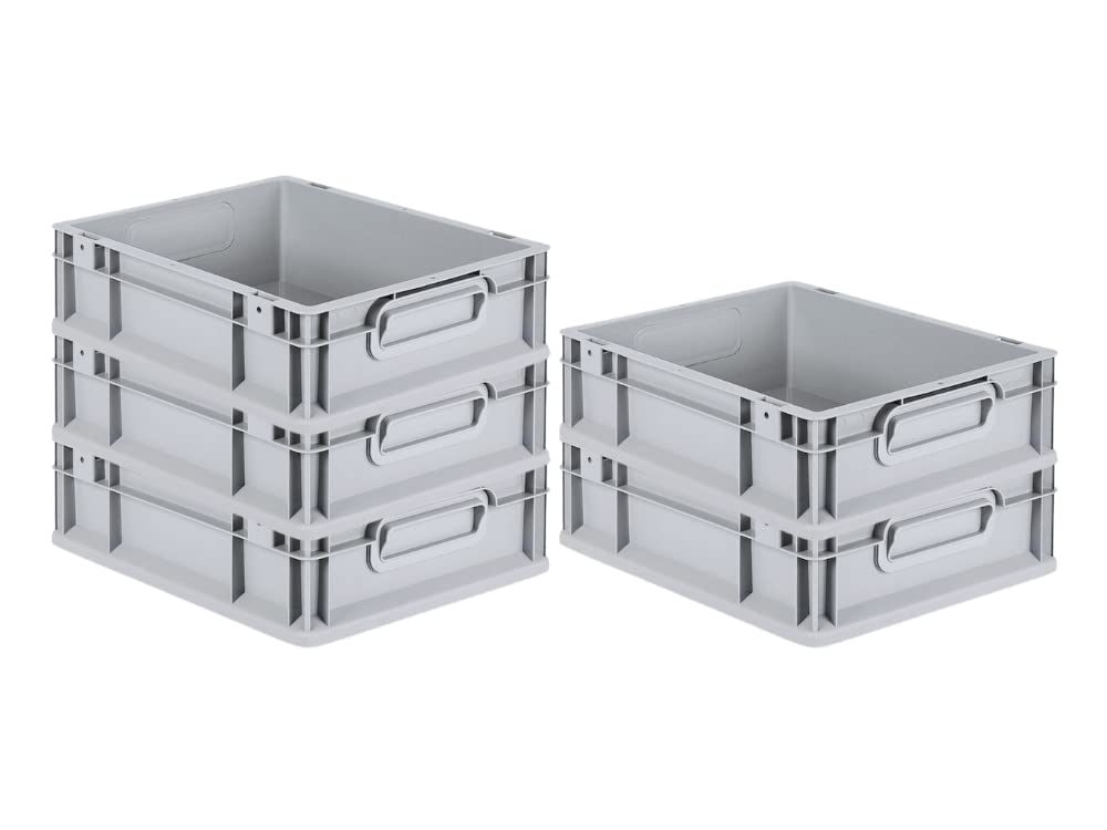 PROREGAL SuperSparSet 5 x Eurobox NextGen Economy | Closed Handles | H x W x D 17 x 30 x 40 cm | 16 Litres | Euro Container, Transport Box, Transport Container, Stacking Container