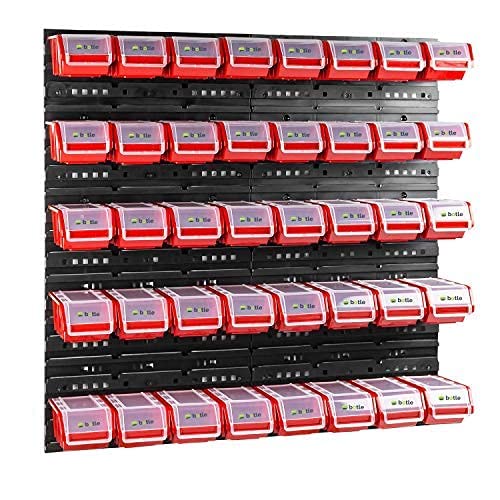 Wall Shelf with 40 Boxes with Lids, 80 x 80 cm, Stacking Boxes, Storage Bins, Storage System