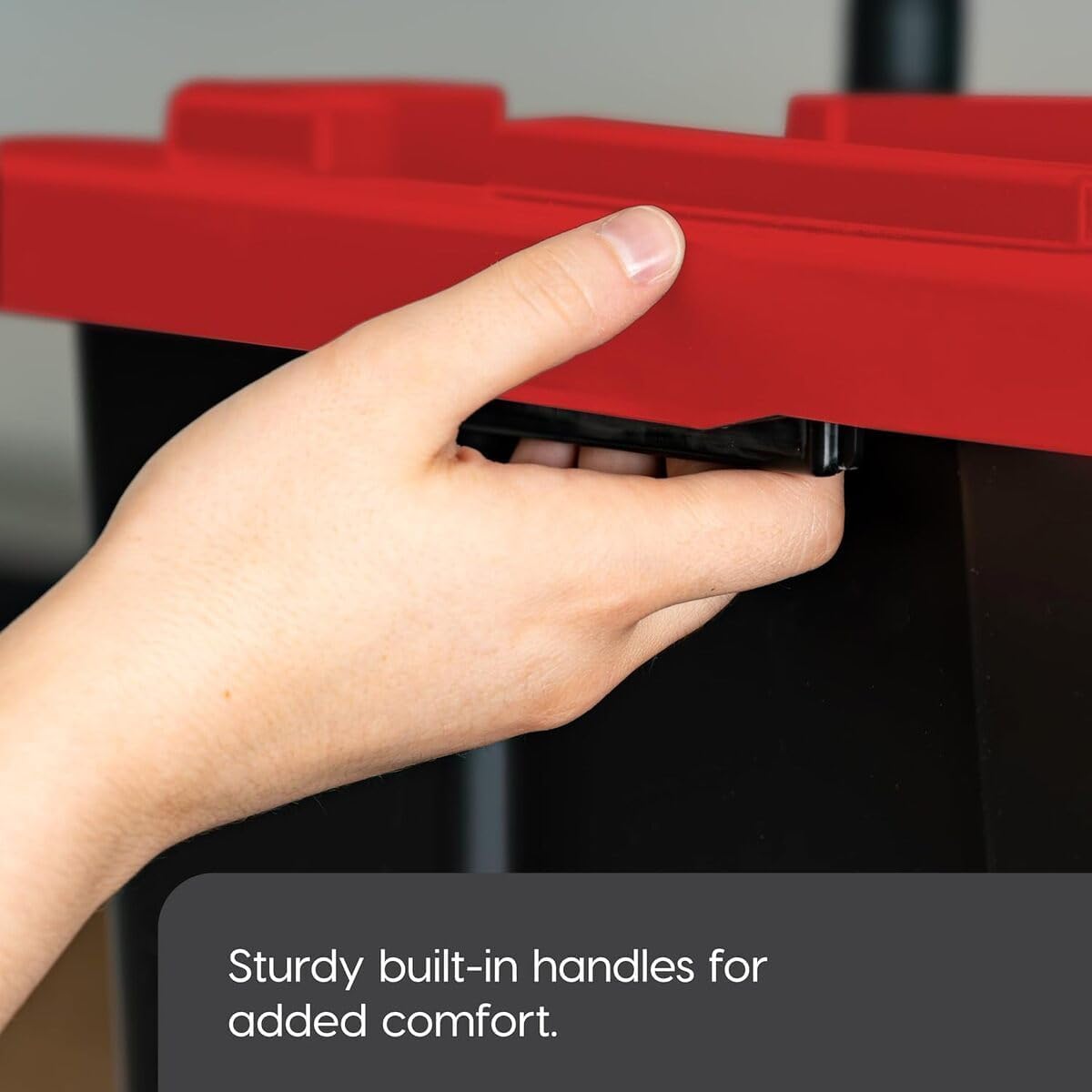 Iris Ohyama, 100L Plastic Storage Box with Heavy Duty Lid, Set of 2, Black, Stackable, Garage Shelves, Moving Moving Plastic Tool Box Storage Box UTB-27