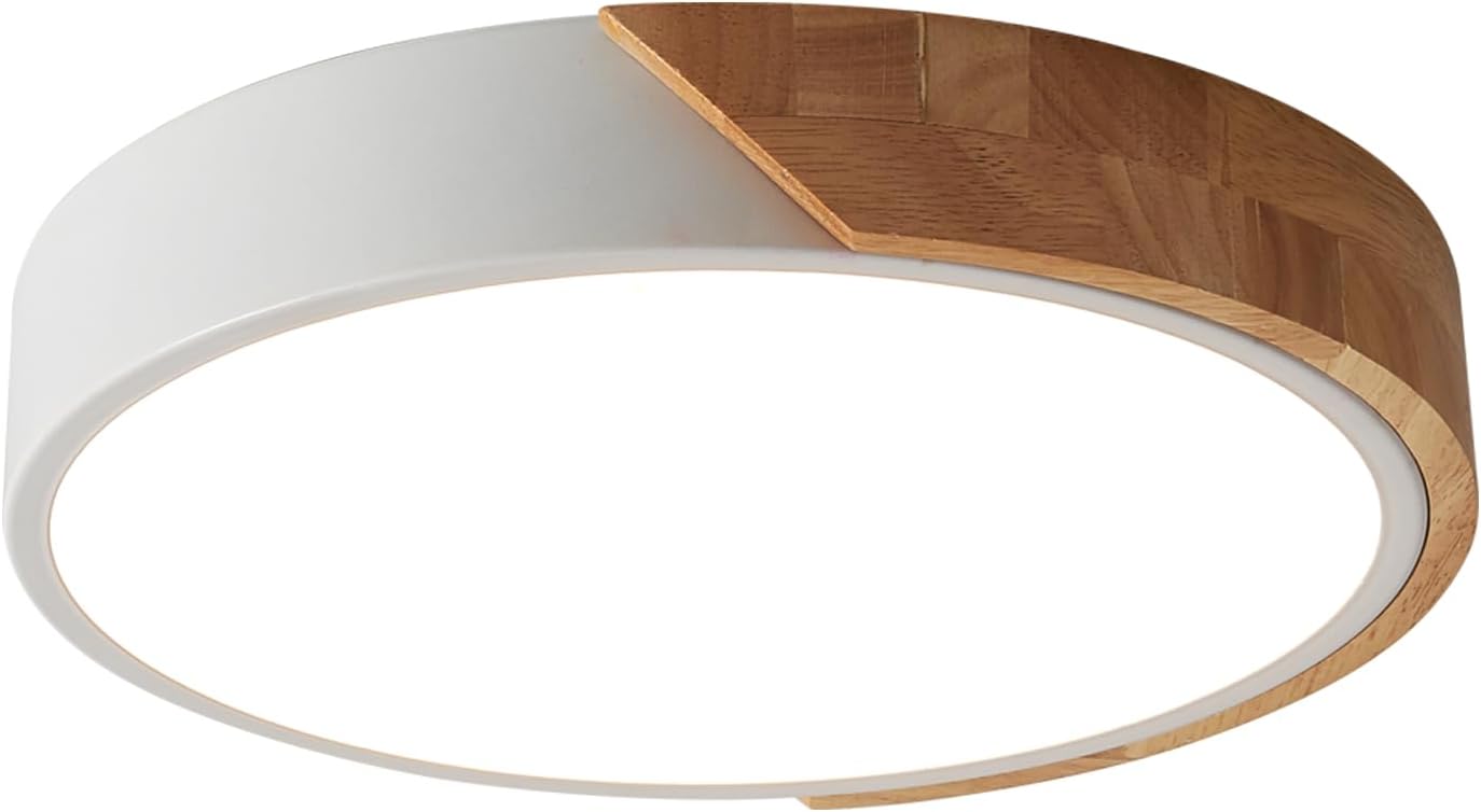LED Wooden Ceiling Lights, Thin Flat Modern Flush-Mounted Light, Ceiling Lighting Lamps for Dining Room, Hallway, Living Room, Kitchen, Bedroom, 30 cm x 30 cm, 24 W, Warm White, 3000 K