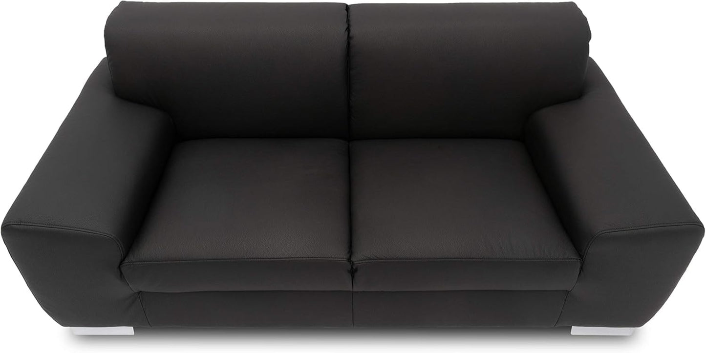 Domo Collection Ricardo Sofa, 3-Seater Couch, Set in Faux Leather, Black, 220 x 89 x 81 cm