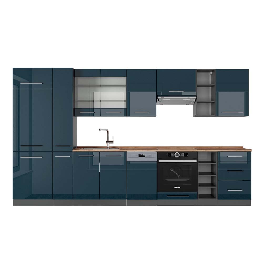 Vicco Kitchen Unit Fame-Line Goldkraft Oak / Anthracite 355 cm without Worktop