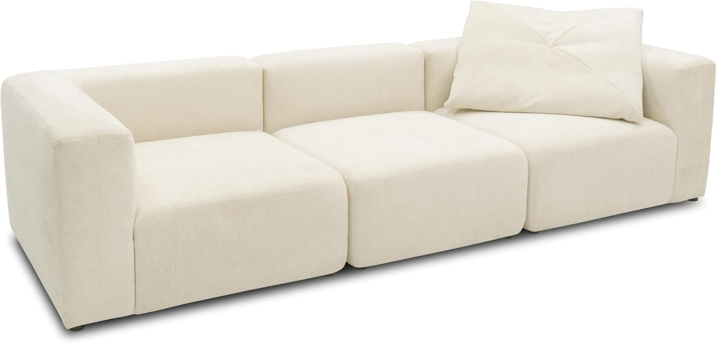 DOMO. collection Adrian Modular Sofa, 3-Seater Made of 2 x Corner Chairs and 1 x Chair, Big Sofa, Module Couch, 3 Upholstery Elements, 3-Seater Couch, 301 x 108 x 69 cm (W x D x H), Cream