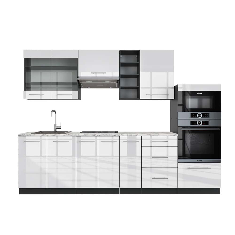 Vicco Kitchen Unit Fame-Line Goldkraft Oak / Anthracite 280 cm without Worktop