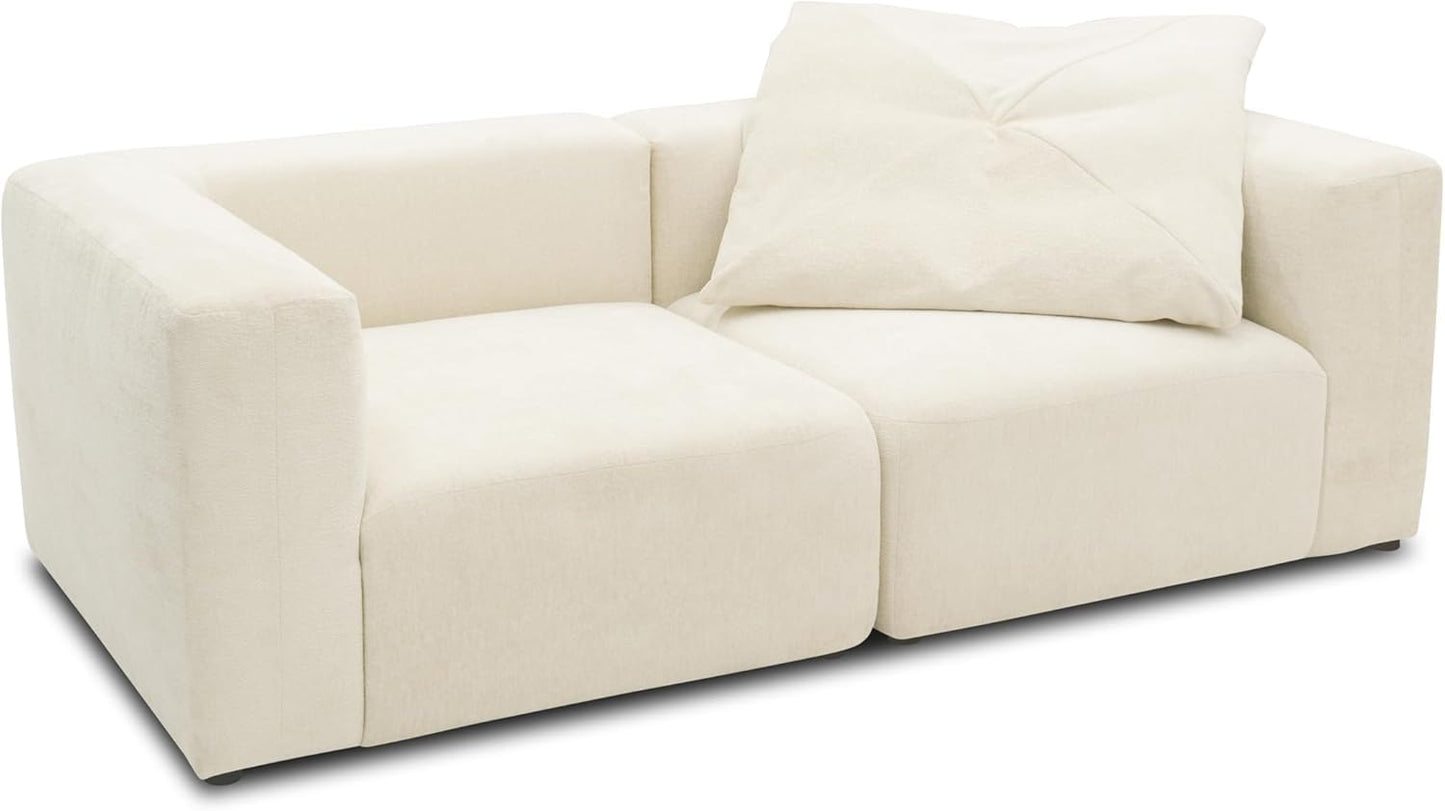 DOMO. collection Adrian Modular Sofa, 3-Seater Made of 2 x Corner Chairs and 1 x Chair, Big Sofa, Module Couch, 3 Upholstery Elements, 3-Seater Couch, 301 x 108 x 69 cm (W x D x H), Cream