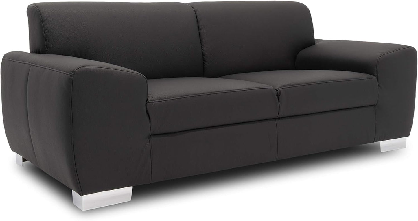 Domo Collection Ricardo Sofa, 3-Seater Couch, Set in Faux Leather, Black, 220 x 89 x 81 cm