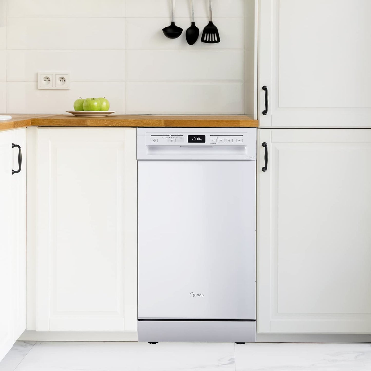 Midea SU 5.35X14CS Dishwasher Base, 14 MGD, Dishwasher 60 cm, Home Connect, Hygiene Care+, Machine Care +, Extra Drying, Half Load, 44 db, Start Delay, Stainless Steel