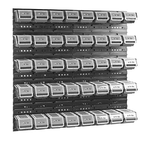 Wall Shelf with 40 Boxes with Lids, 80 x 80 cm, Stacking Boxes, Storage Bins, Storage System