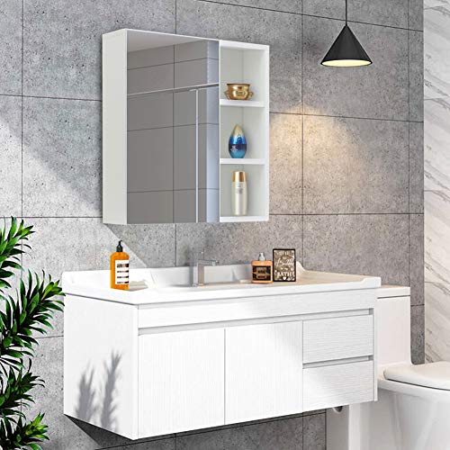 TUKAILAI Mirror Cabinet Bathroom Cabinet with 2 Toy Doors and Additional Shelf Storage Cabinet with Adjustable Shelves Wall Cabinet Medicine Cabinet Wall Cabinet for Bathroom White