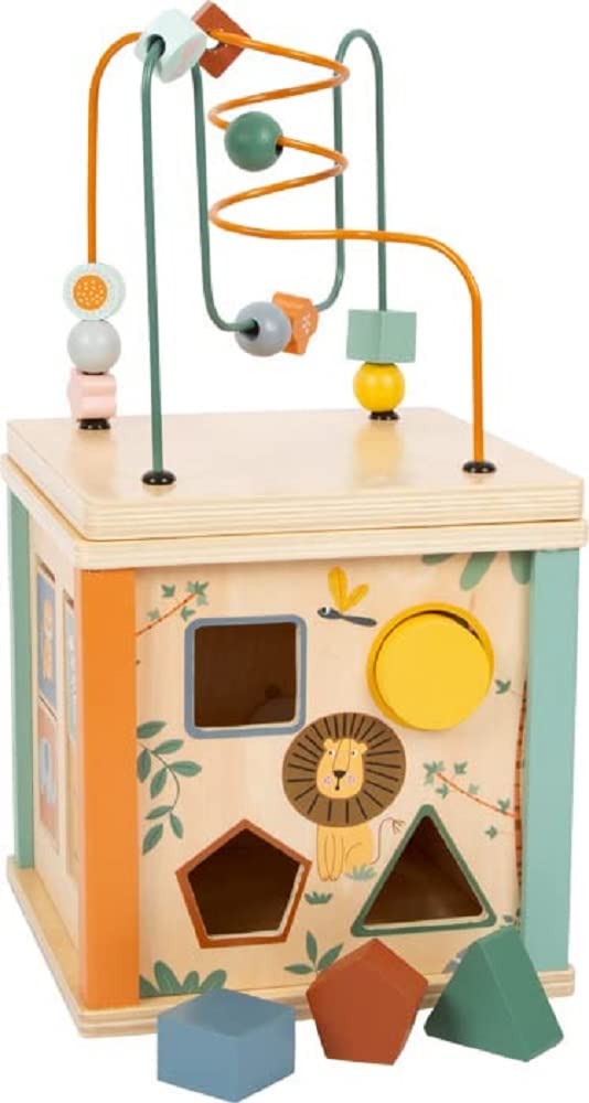 Small Foot Wooden Motor Skills Cube "Safari" Motor Skills Toy with 7 Sides Educational Toy for Children from 1 Year 12641