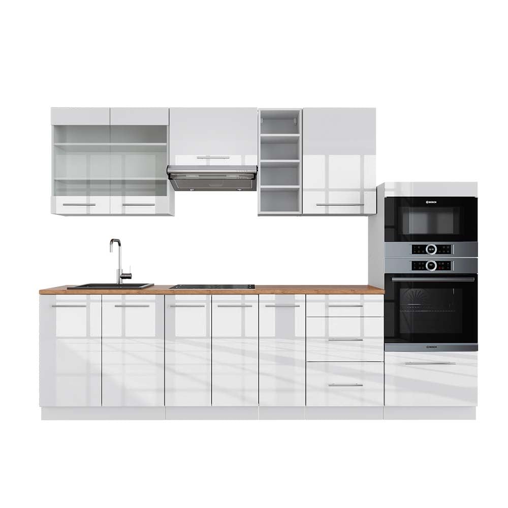 Vicco Fame-Line Kitchen Unit 280 cm without Worktop 280 cm High-Gloss Anthracite / White