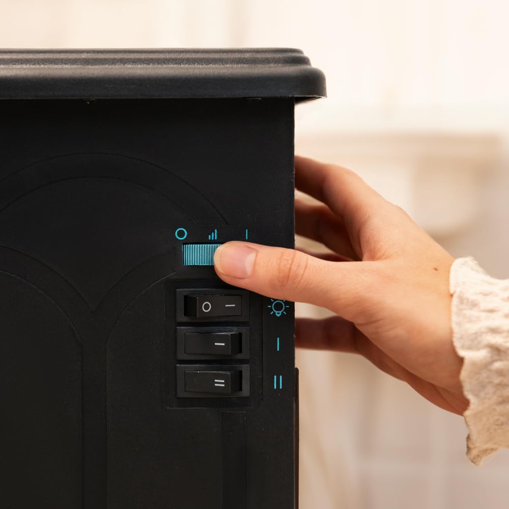 Cecotec Elektro-Standkamin ReadyWarm 2000 Flames. 2000 W, 2 Leistungsstufen, Einstellbarer Thermostat und Unabhängige Flammensteuerung, Abdeckungsbereich 25 m2