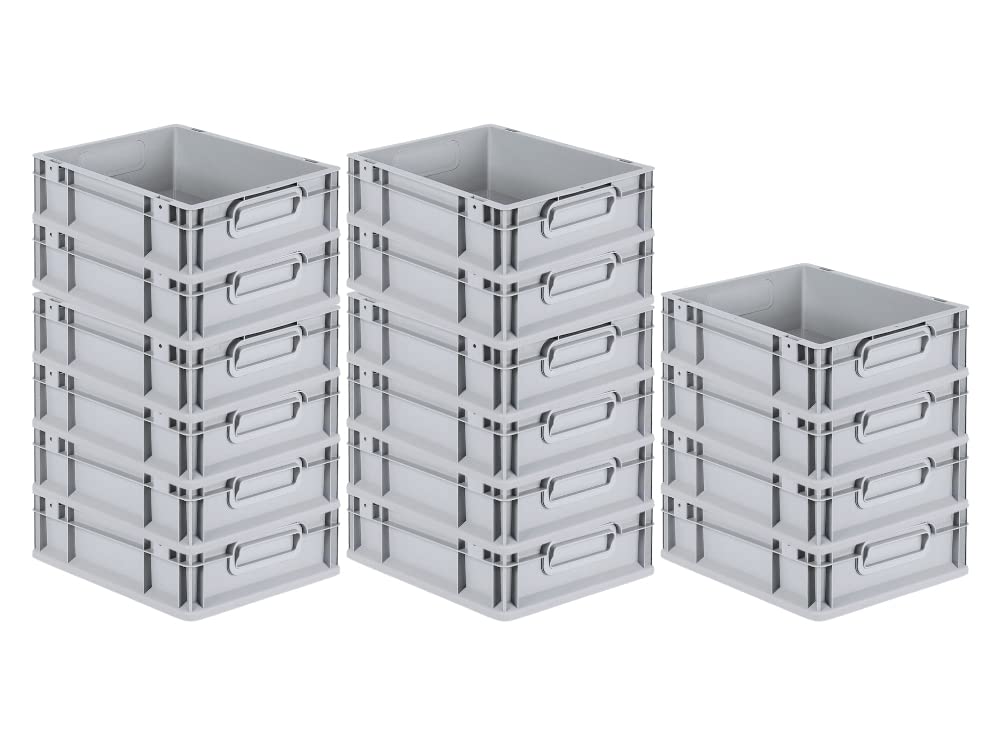 PROREGAL SuperSparSet 5 x Eurobox NextGen Economy | Closed Handles | H x W x D 17 x 30 x 40 cm | 16 Litres | Euro Container, Transport Box, Transport Container, Stacking Container