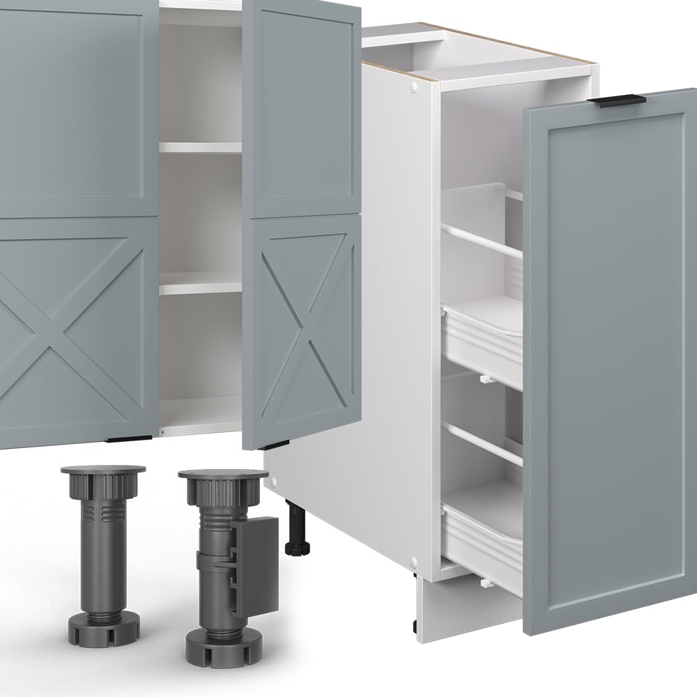 Vicco Fame-Line Kitchen Unit 280 cm without Worktop 280 cm High-Gloss Anthracite / White