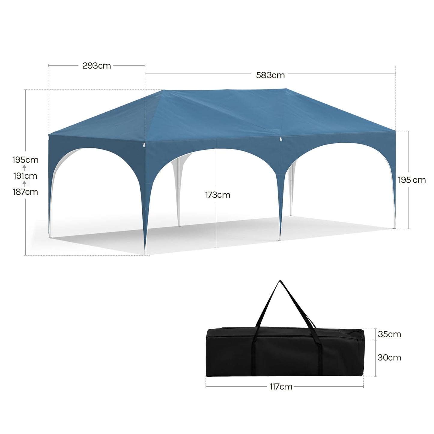 WOLTU Gazebo, Folding Gazebo, 3 x 6 m, with 6 Side Walls, Party Tent, Water-Repellent, UV Protection 50+, Height-Adjustable Garden Gazebo, with Carry Bag, for Outdoor Garden, Camping, Grey
